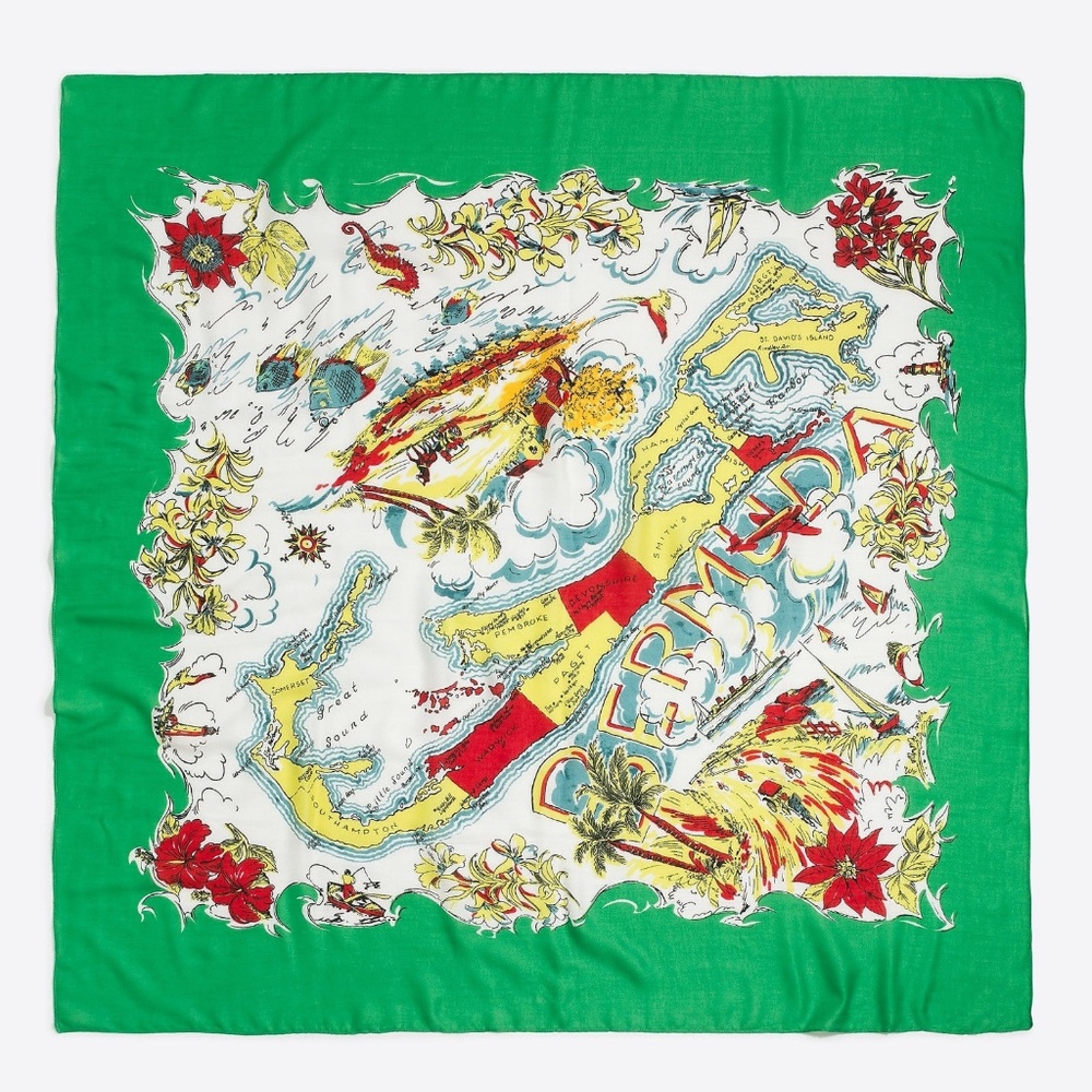 J.Crew BERMUDA GREEN MULTI Printed square scarf